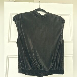 Shiny black tank blouse